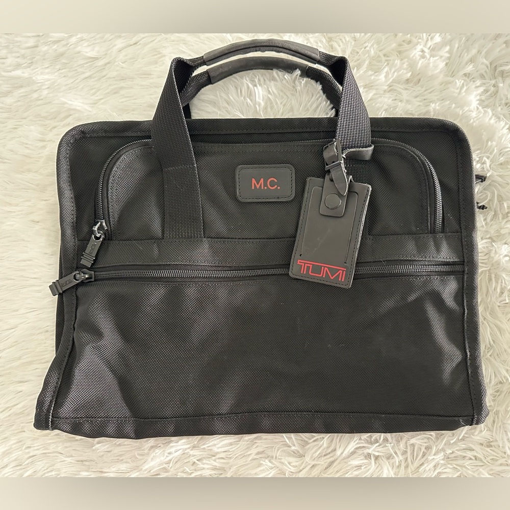 TUMI Black Nylon Messenger‎ Briefcase Business Bag